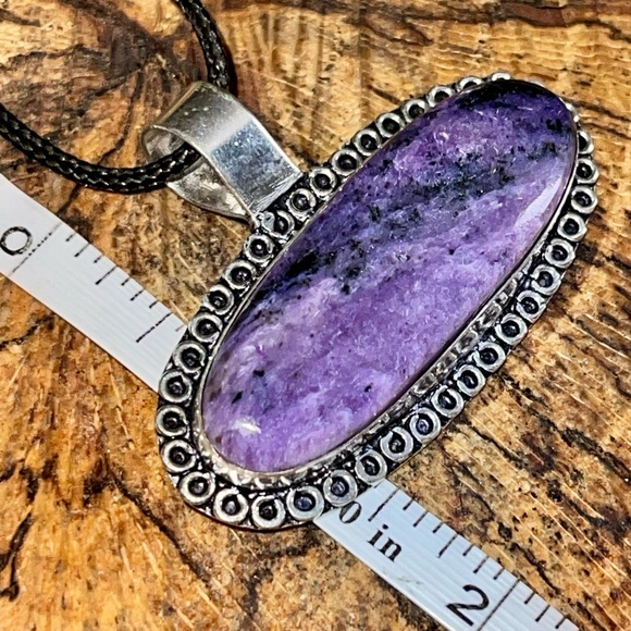 Russian Purple Charoite Pendant 1 1/2”x1 7/8” - Picture 11 of 13
